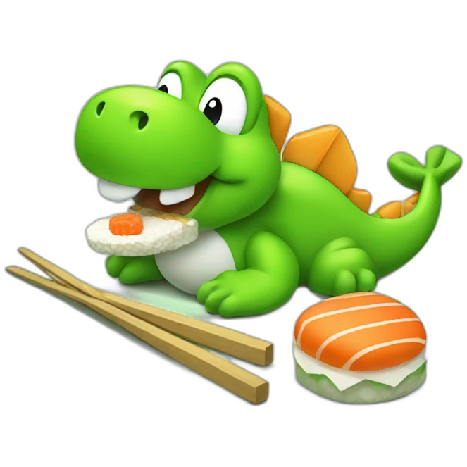 Green Yoshi eating sushi emoji