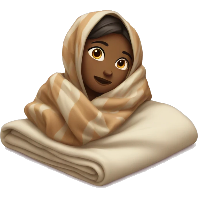 Girl with blanket relaxed emoji