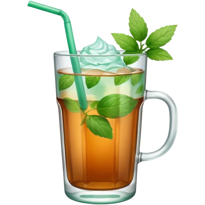 ice mint tea without lemon in glass emoji