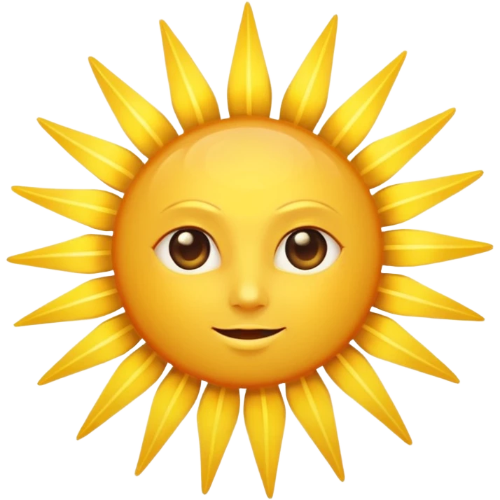 A large, bright sun, with an intense yellow center and golden rays surrounding it, illuminated and vibrant. Take your eyes and mouth away.Faceless  emoji