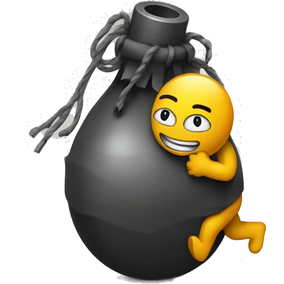 happy emoji hugging a bomb emoji