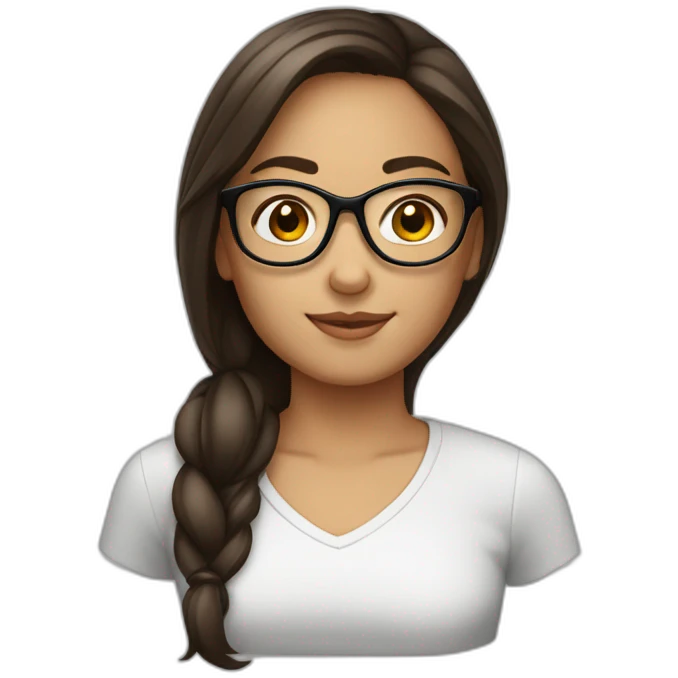 Fille brune avec lunette blanche emoji