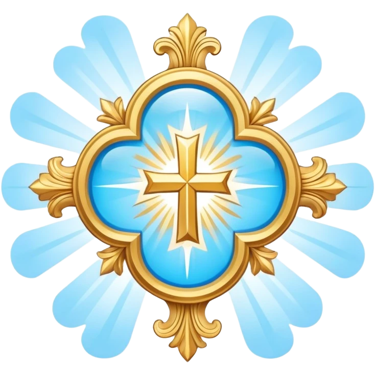 saint emblem with light blue cross and divine rays emoji