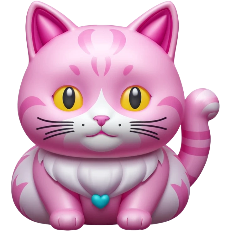 rococo kawaii style inflatable pink puffy cat sculpture  emoji