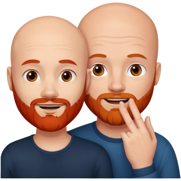 White Bald man with red beard touching face white girl black hair  emoji