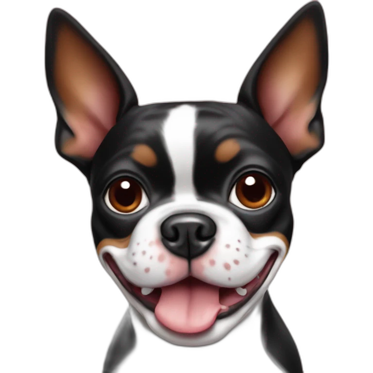 Smiling Red and white Boston terrier emoji
