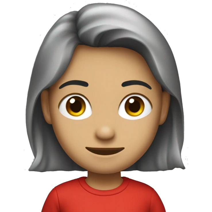 morocha de tez blanca y remera roja emoji