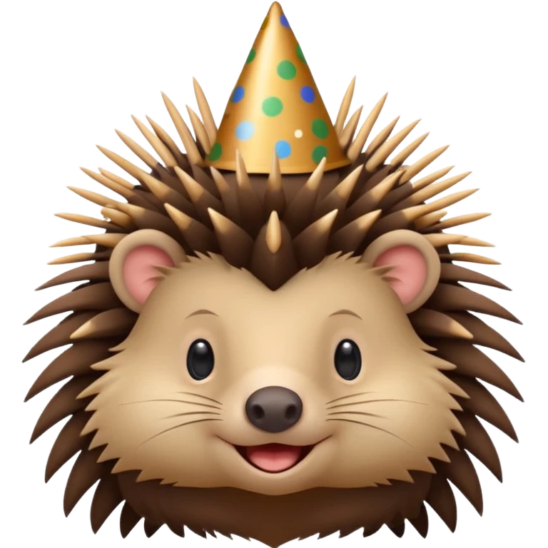 cute porcupine in a festive party hat emoji