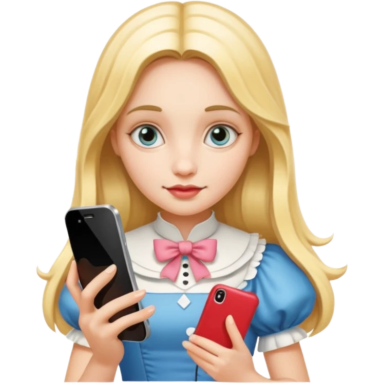 Alice in wonderland with cell phone emoji