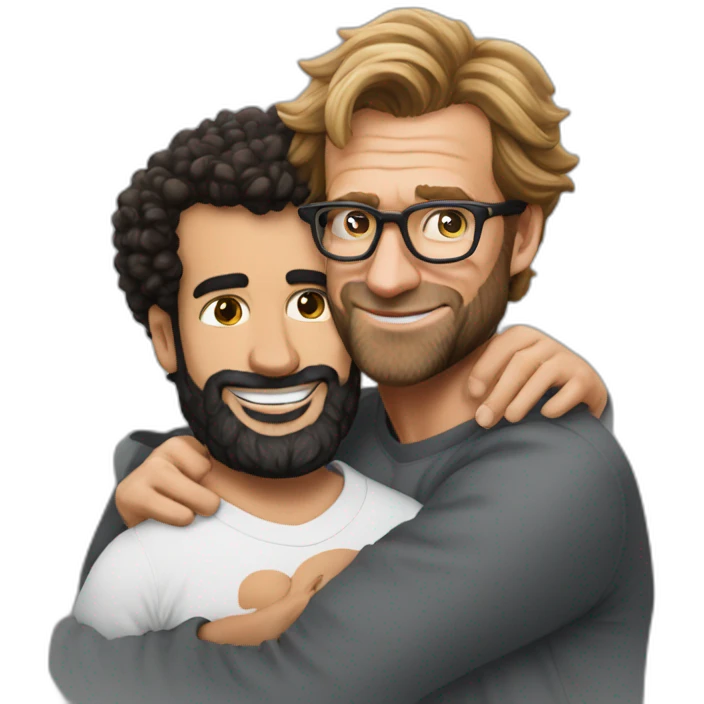 Jurgen klopp hugging male Pregnant mo Salah emoji