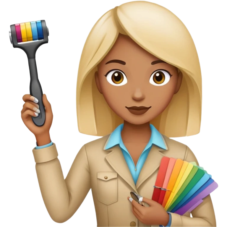 Interior designer with color swatches and measuring tape emoji