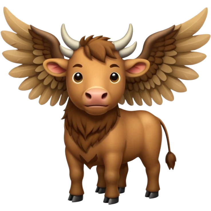 winged ox emoji light brown body visible too wings on the shoulders only 4 legs emoji