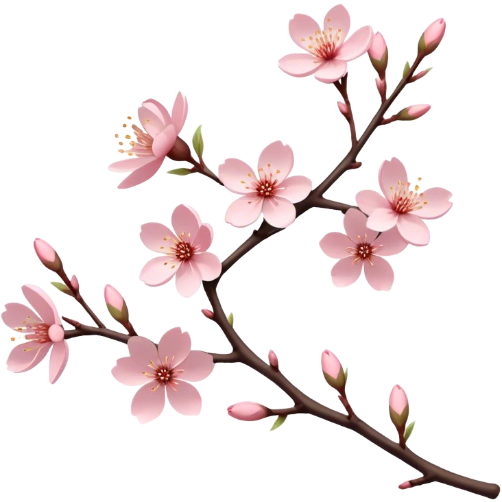 Cinematic Realistic Sakura Flowers on a Branch, depicted as delicate, soft pink blossoms gracefully adorning a slender, gently twisted branch, illuminated by subtle, warm natural light that accentuates their ethereal beauty and transient charm, poetic spring scene emoji