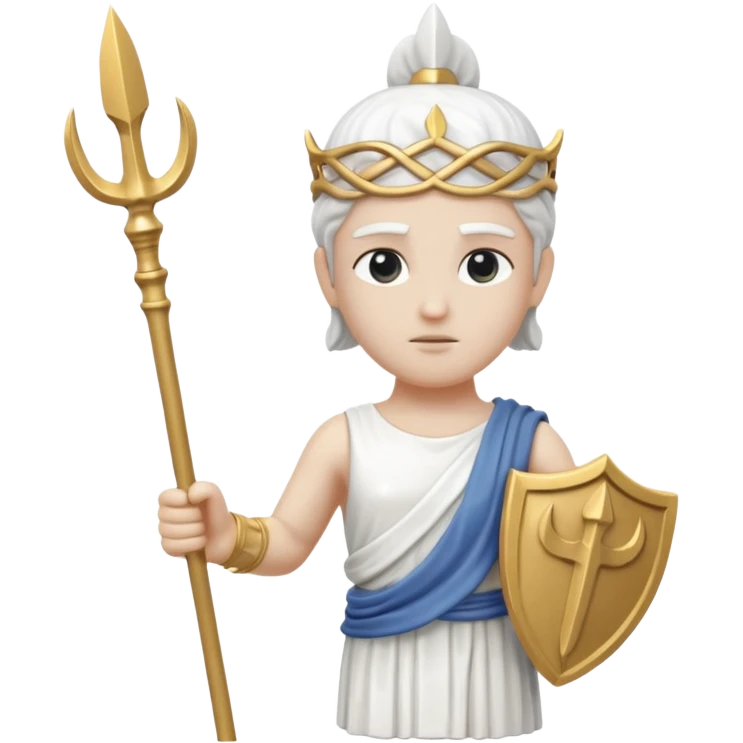 a greek white marble statue holding a marble trident. entirely make of marble. only white color no other color emoji