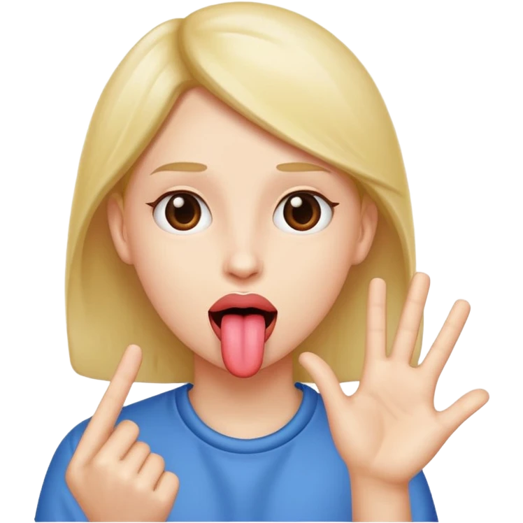 Tongue out with hand to the side ￼ emoji