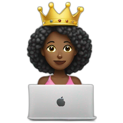 black women behind laptop wearing a crown emoji