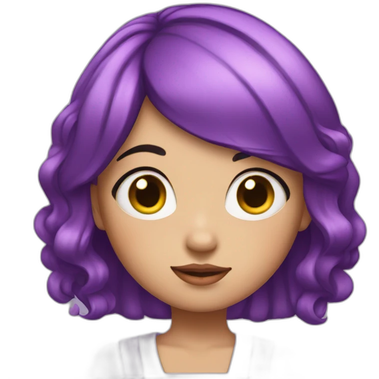 girl with striking purple hair. The girl's hair is styled in a hime cut emoji