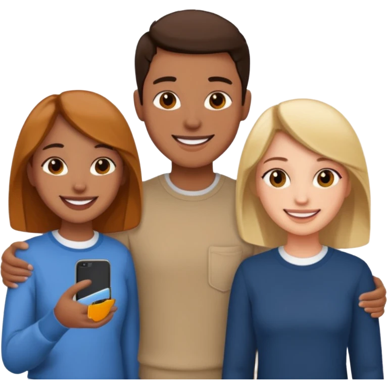 Three friends talking each other emoji