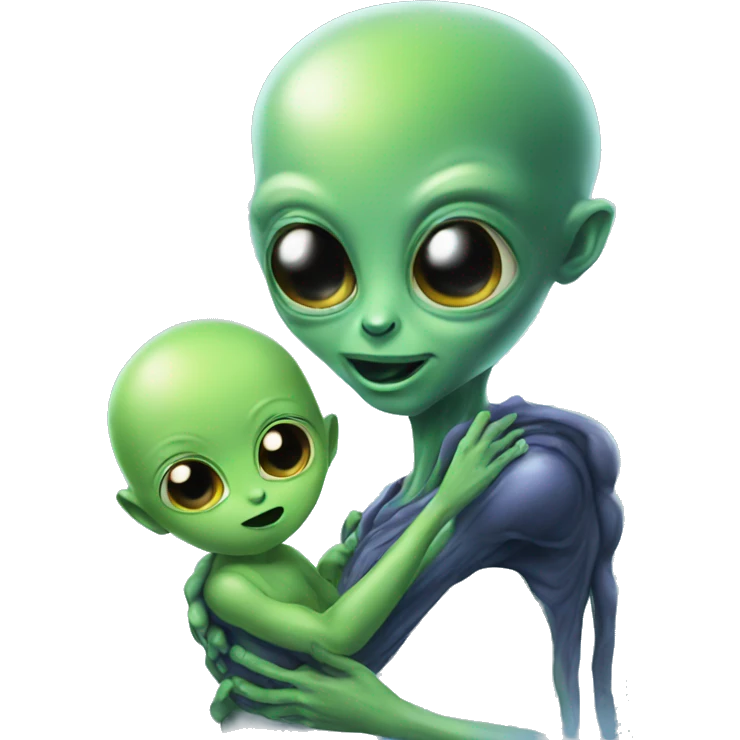 Alien with a baby alien emoji