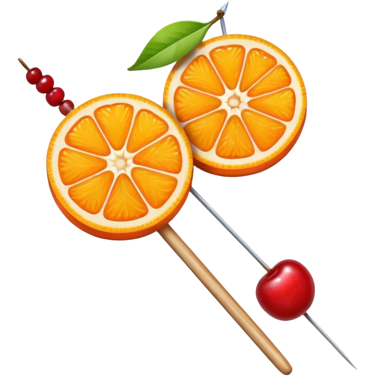 orange slice and cherry on a skewer emoji