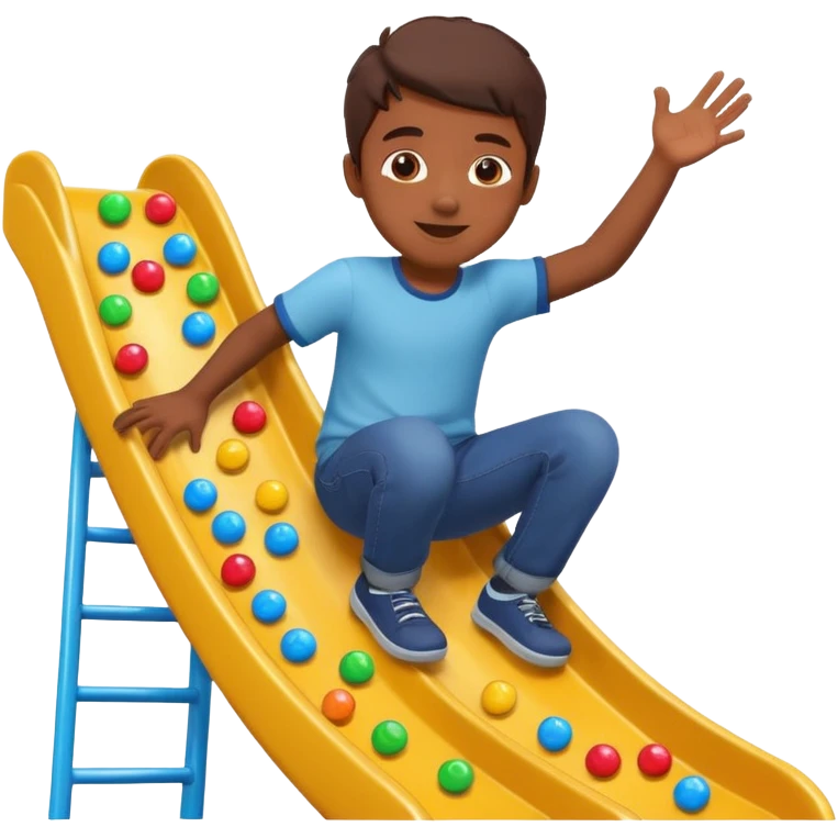un niño tirandose por un tobogan con dulces en lasm anos emoji