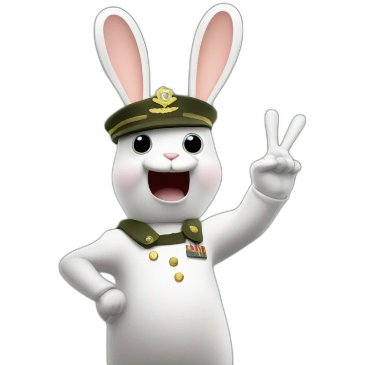 Raving rabbids doing military Salute emoji