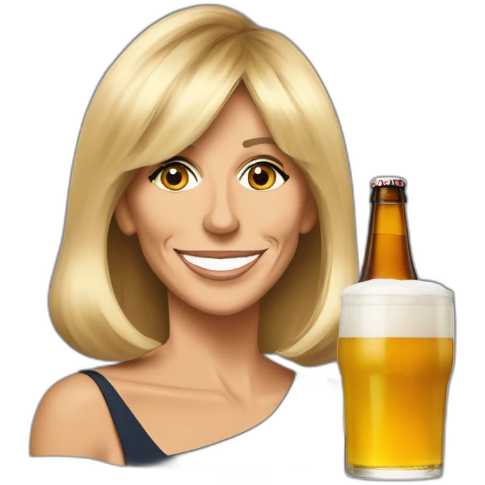 Brigitte Macron avec une bière emoji