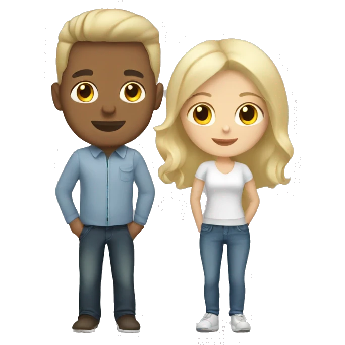 white blonde girl and hispanic guy couple emoji
