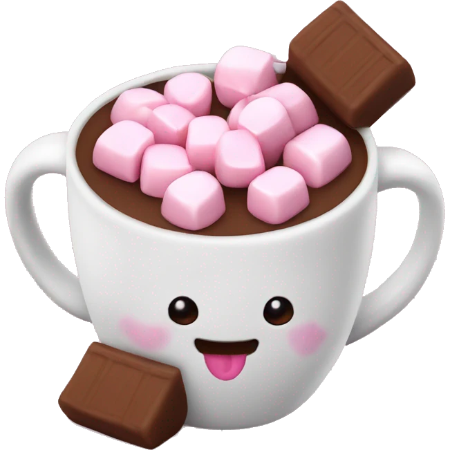 Hot chocolate with pink marshmallows  emoji