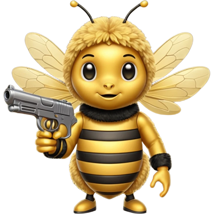 bee emoji with gun emoji