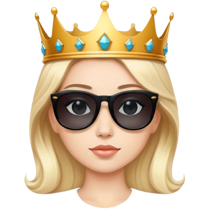 confident white girl wearing black sunglasses and a crown  emoji