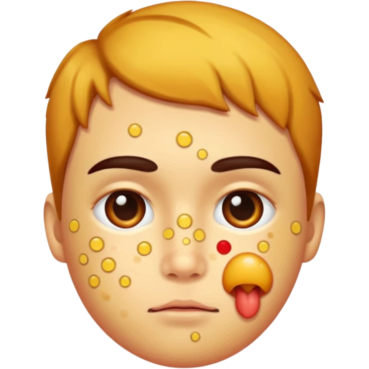 person with chicken pox dots on their face emoji