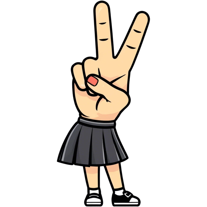 Middle finger with skirt emoji
