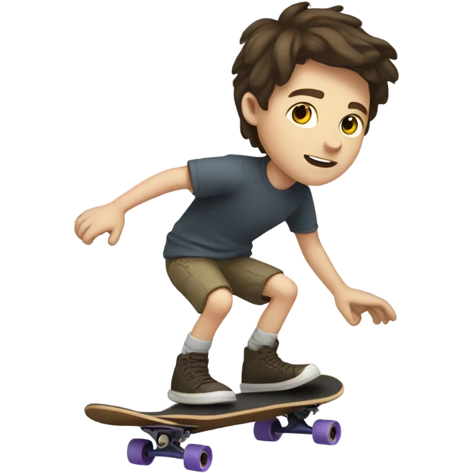 Skateboarding brunette white pale boy riding a skate board emoji