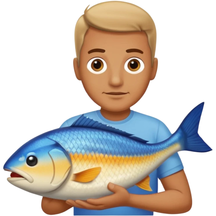 Guy holding a fish in his hands emoji