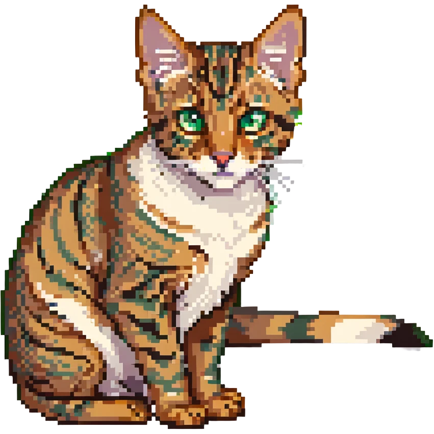 A small Bengal cat with green eyes, looks fun emoji