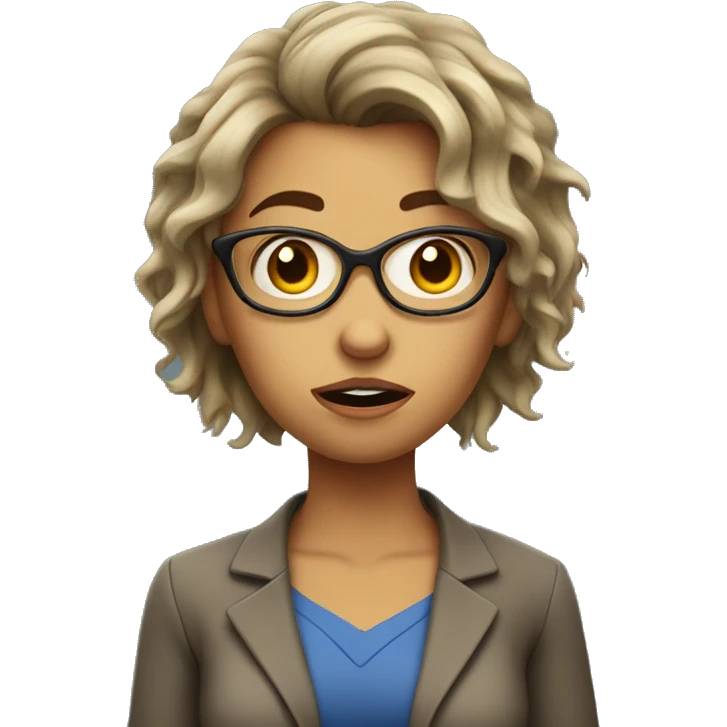 Nervous and anxious female teacher with messy hair emoji