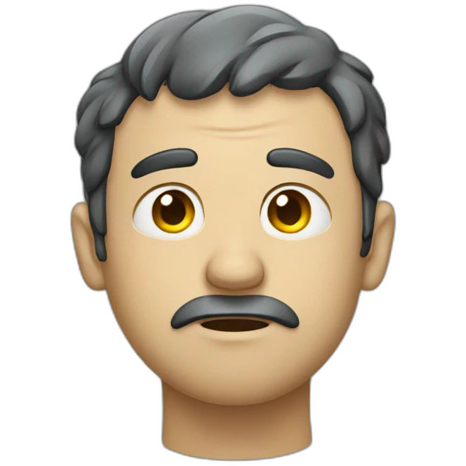wet, unhappy french guy in the rain emoji