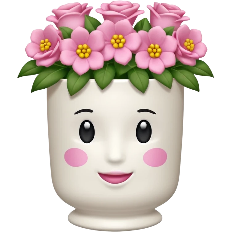vaso branco com laço rosa sem flores emoji