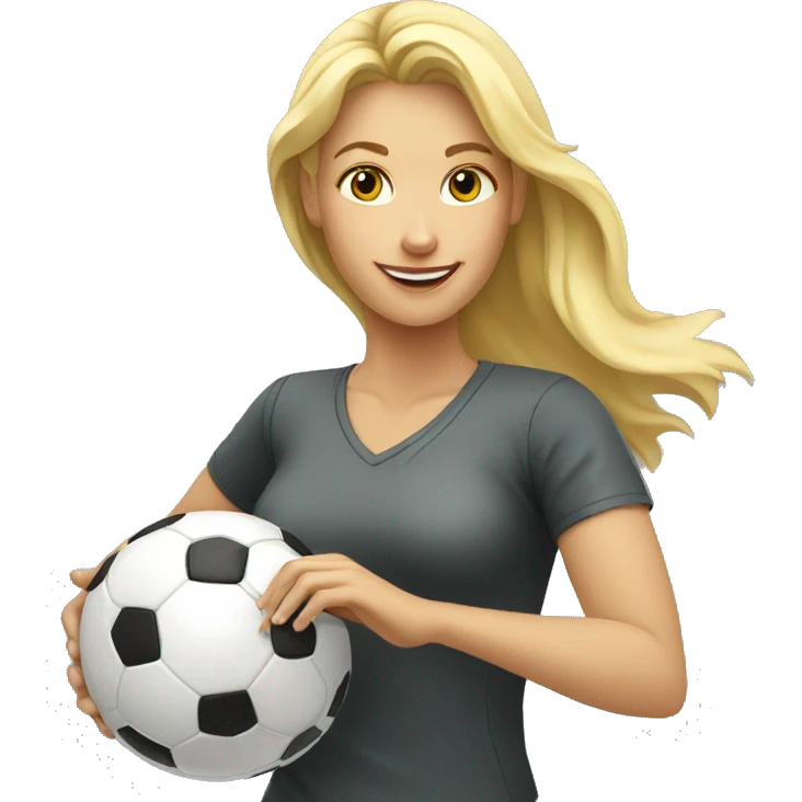 blond woman spinning a soccer ball on her hands emoji