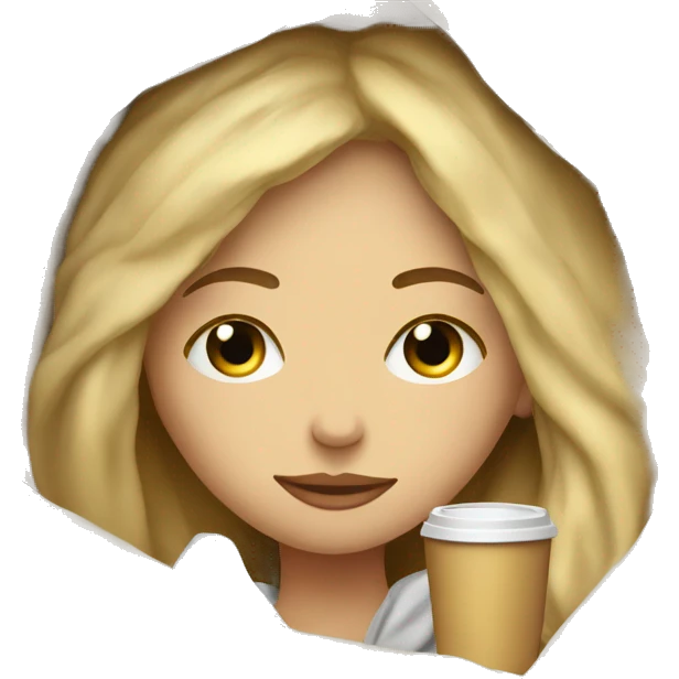 Blonde girl inside a blanket sipping coffee eyes closed emoji