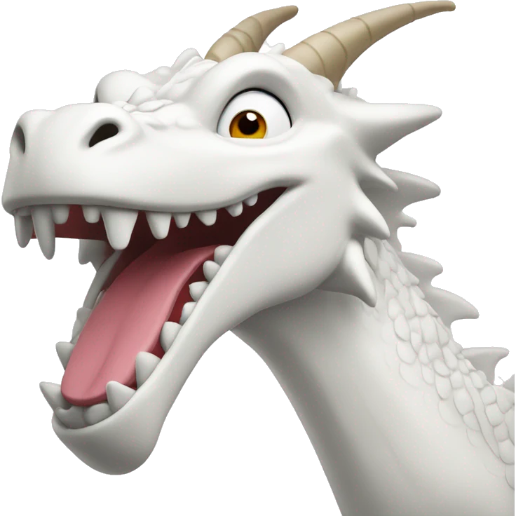 white dragon, apple animoji style, just head, smiling with tongue out emoji