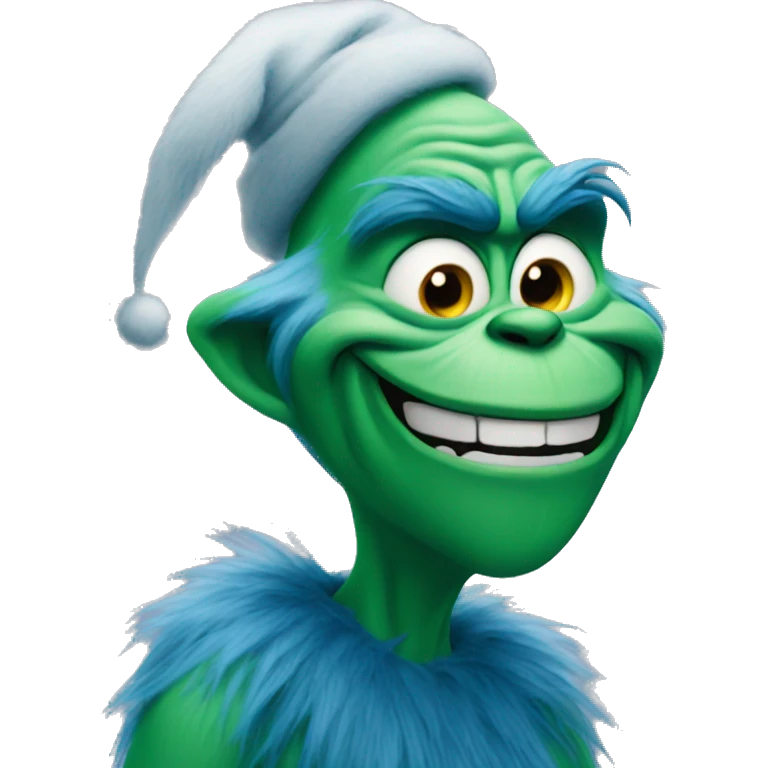 blue grinch smiling emoji