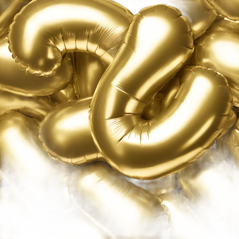 Foil balloon gold number 16 closed emoji