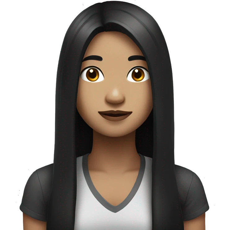 giril with white skin & black long hair & indonesian face emoji