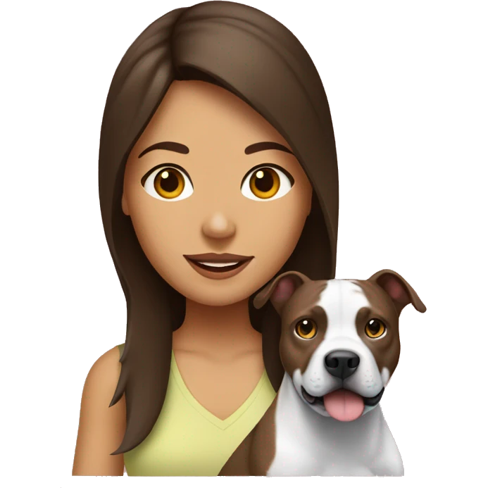brunette girl and her pitbull emoji