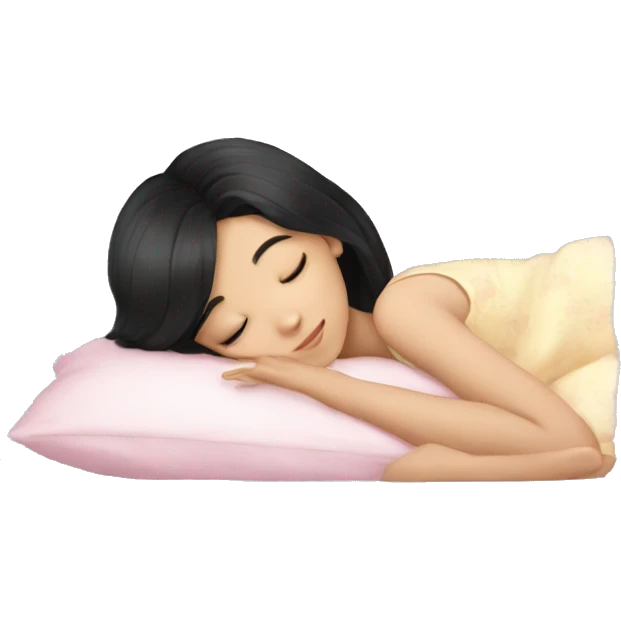 Coquette teenage cute asian black hair girl sleeping  emoji