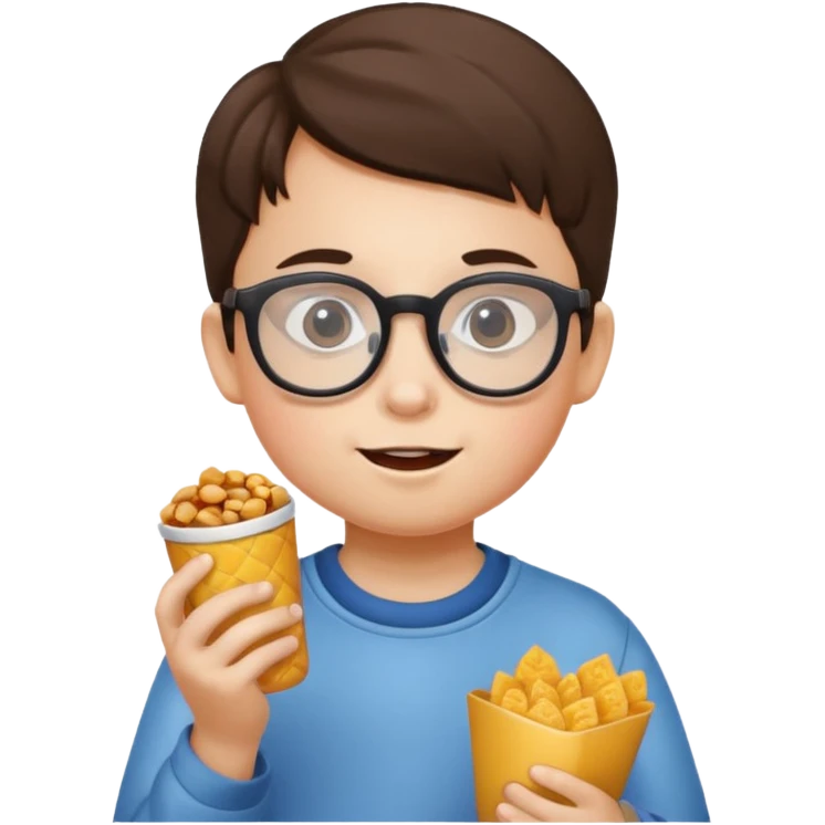 snack holding kid with glasses emoji