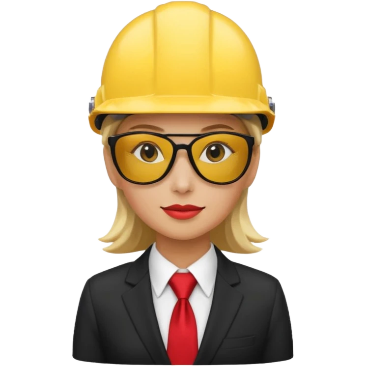 black suit red tie with yellow helmet woman and sunglasses emoji
