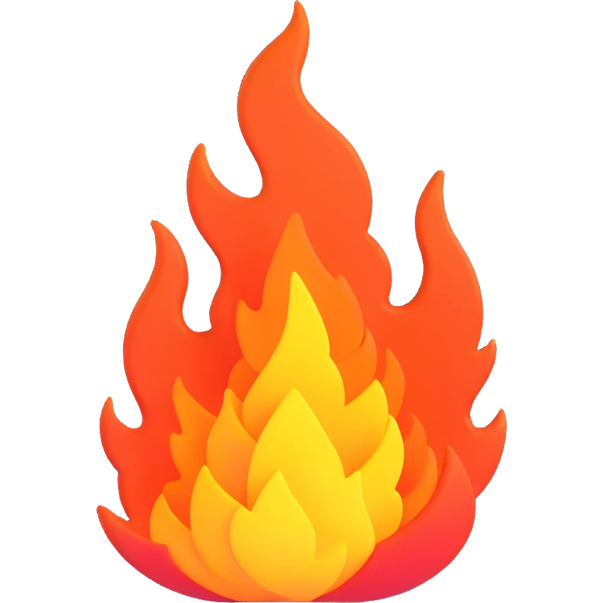 fire, soft gradients, 3D emoji style emoji